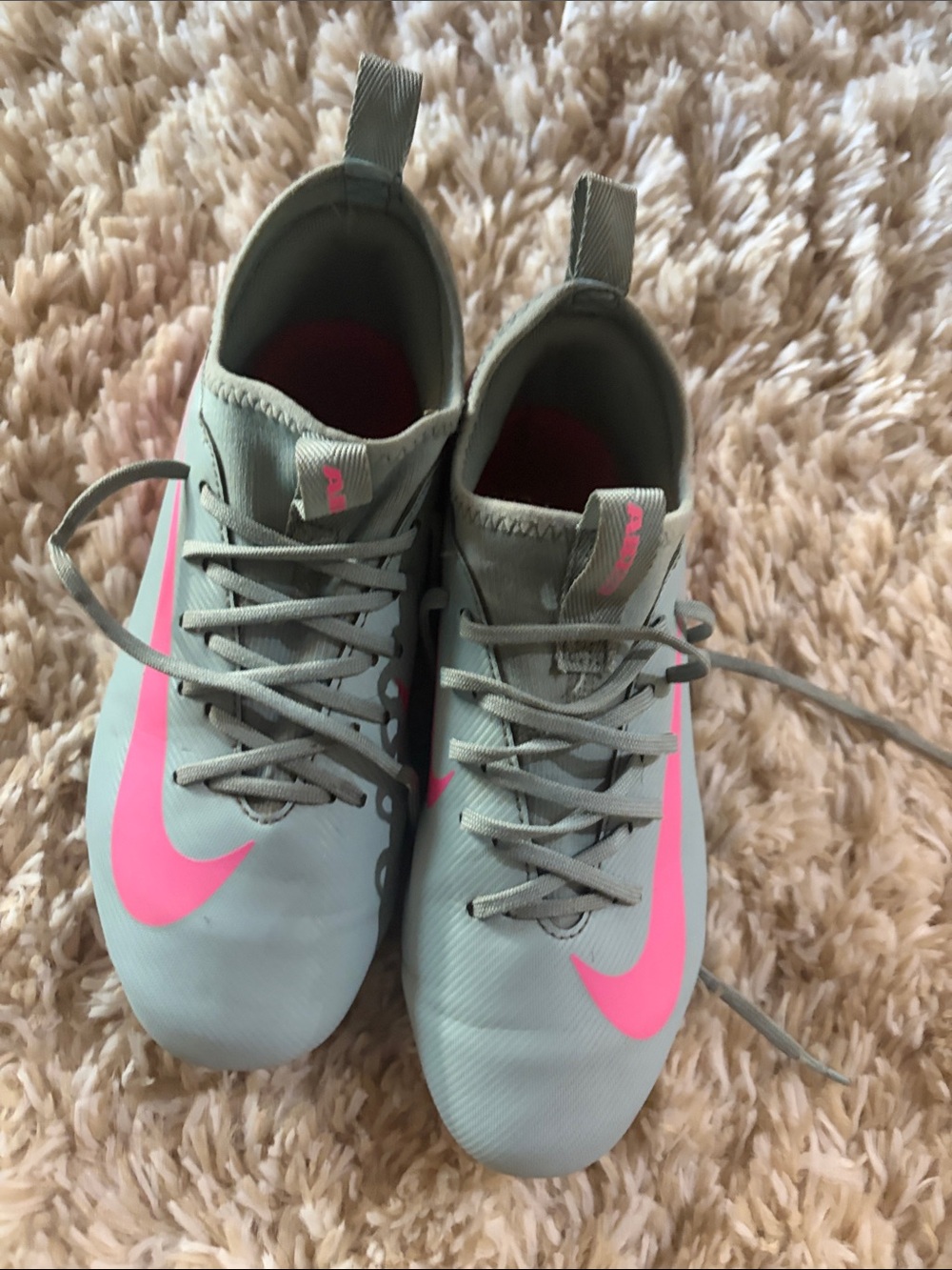 Nike Gray Soccer cleats  with Pink Swoosh